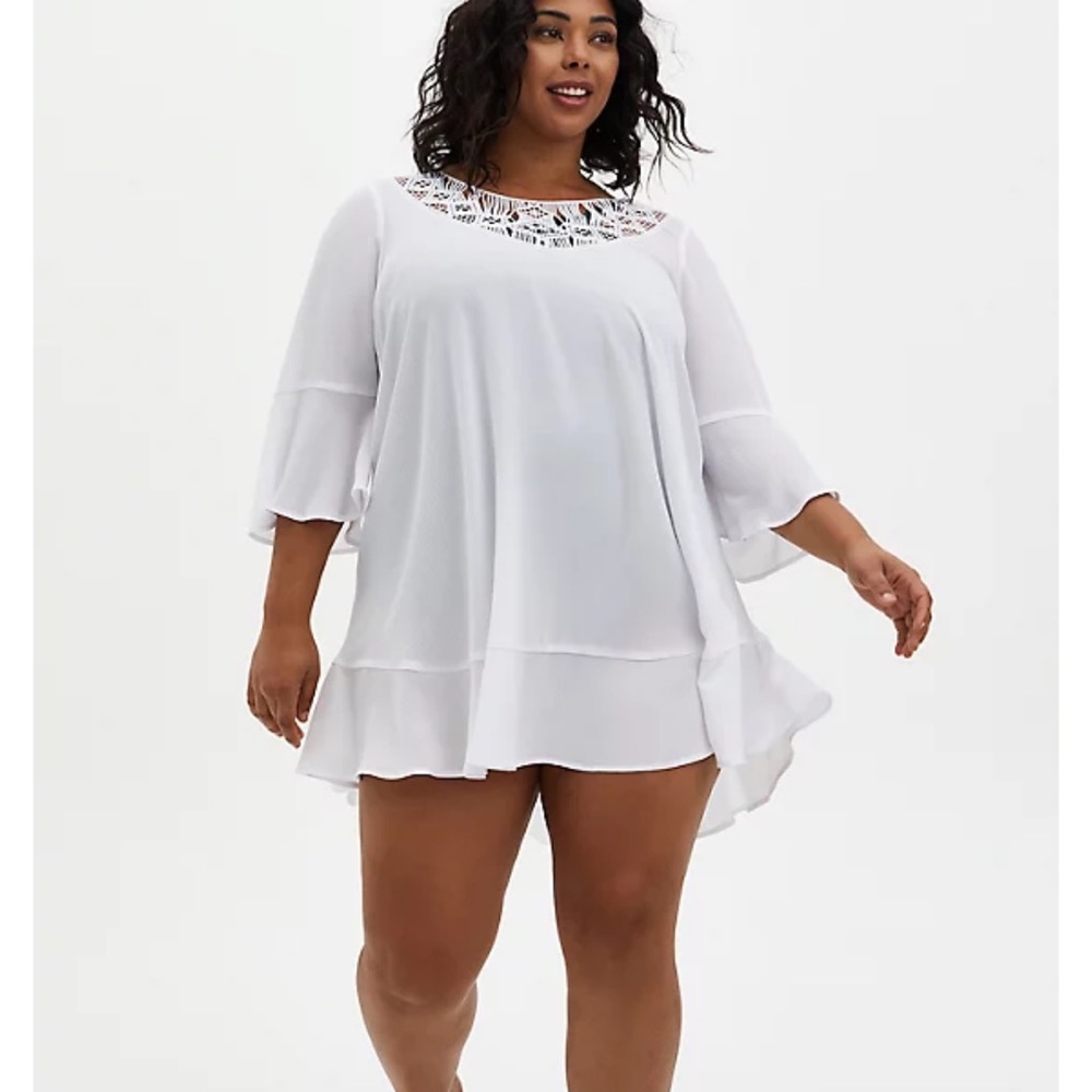 White Swim Coverup with macrame detail
